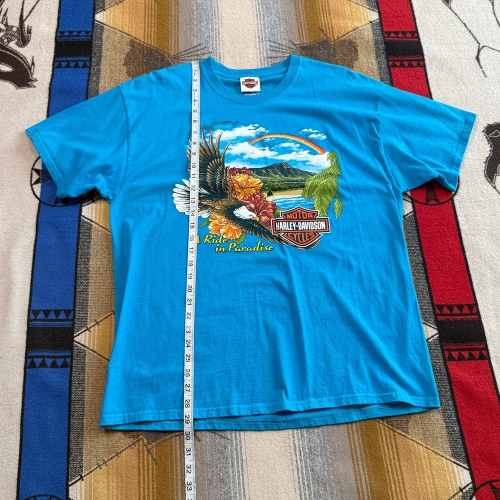 Harley-Davidson Honolulu Hawaii Eagle Ride in Paradise Blue T-Shirt Mens XL - Picture 8 of 8